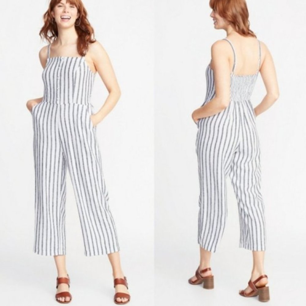 Striped Linen Jumpsuit Old Navy